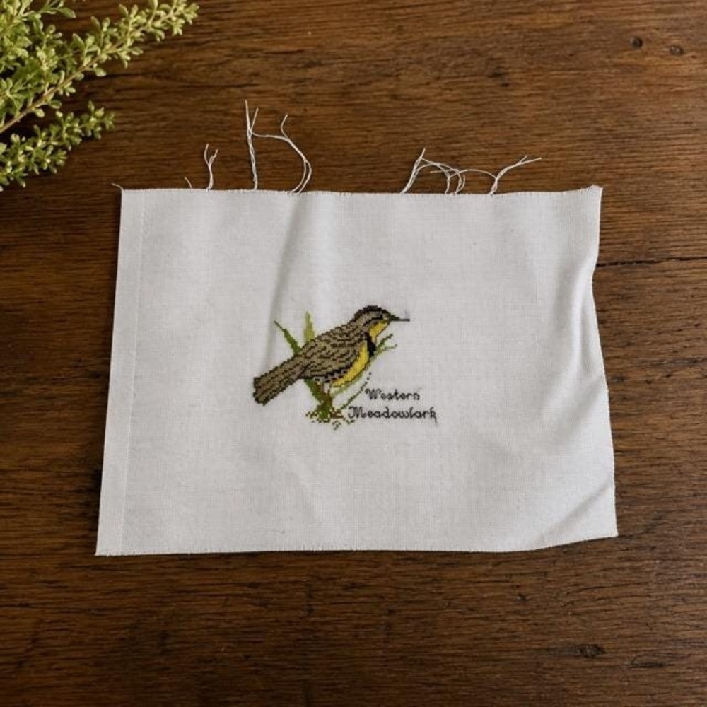 Vintage Western Meadowlark Cross Stitch Embroidery‎ Montana State Bird Decor